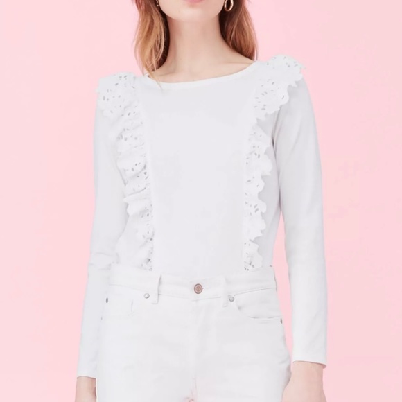 La Vie Rebecca Taylor Long Sleeve Embellished Clean Jersey Top Size M - Picture 3 of 11